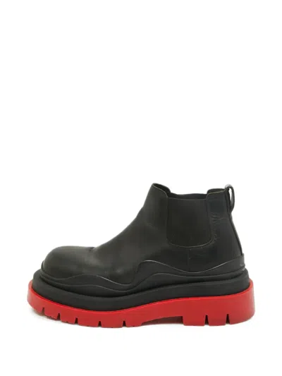 Pre-owned Bottega Veneta Tire Ankle Boots In Black