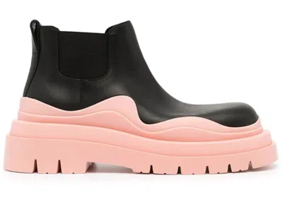 Pre-owned Bottega Veneta Tire Ankle Chelsea Boot (women's) Sneakers In Black/pink In Multi