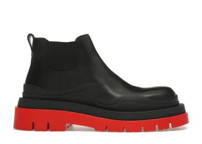 Pre-owned Bottega Veneta Tire Ankle Chelsea Boot (women's) Sneakers In Black/red In Multi