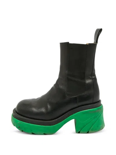 Pre-owned Bottega Veneta Tire Platform Chelsea Boots In Black