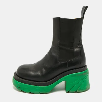 Pre-owned Bottega Veneta Tire Size 41 Black/green Platform Chelsea Ankle Length Boots