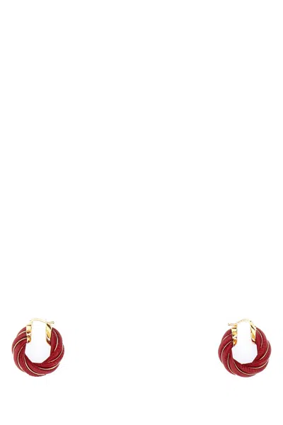 BOTTEGA VENETA TIZIANO RED NAPPA LEATHER AND 925 SILVER TWIST EARRINGS