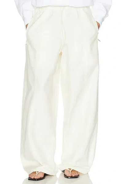 Bottega Veneta Toile Barrel Leg Trouser In White