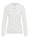 Bottega Veneta Polka Dot Crew Neck Top With Red Embellishment In Neutral