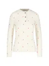 Bottega Veneta Polka Dot Crew Neck Top With Red Embellishment In Cream
