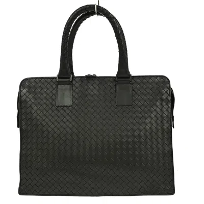 Pre-owned Bottega Veneta Top Zip Briefcase Intrecciato Nappa Black Leather Briefcase Bag ()