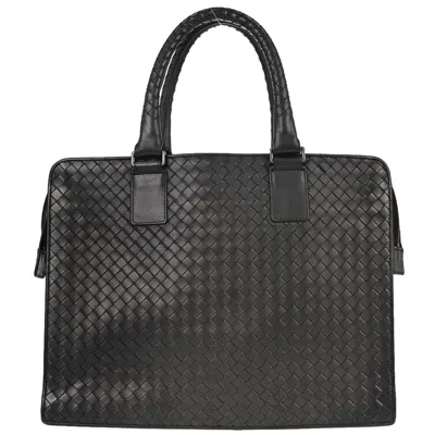 Pre-owned Bottega Veneta Top Zip Intrecciato Nappa Black Leather Briefcase Bag ()