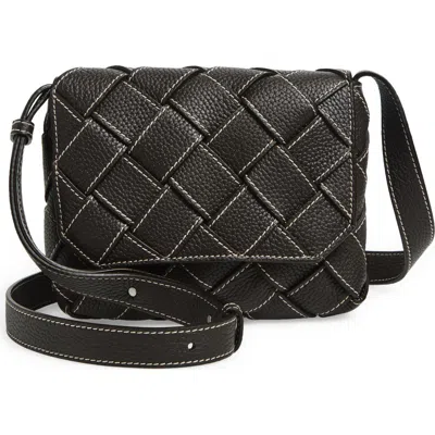Bottega Veneta Topstitched Intreccciato Leather Messenger Bag