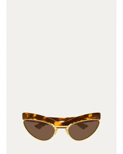 Bottega Veneta Tortoiseshell Cat Eye Sunglasses In Havana