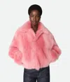 Bottega Veneta Toscana Shearling Cropped Blouson In Pink
