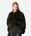 Bottega Veneta Cropped Blouson Aus Toscana-shearling In Dark Olive