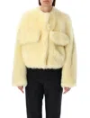 Bottega Veneta Toscana Shearling Cropped Blouson In Pale Yellow
