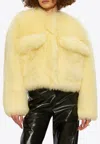 Bottega Veneta Women Shearling Cropped Jacket In Yellow