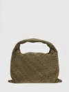 Bottega Veneta Intrecciato Suede Shoulder Bag In Green