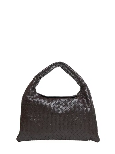Bottega Veneta Tote Bag In Leather With Intrecciato Hop Motif In Brown