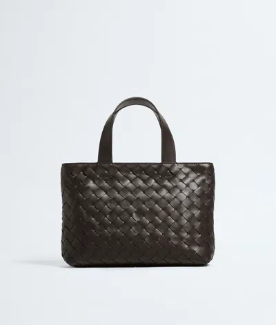 Bottega Veneta Mini Intrecciato Zipped Tote In Brown