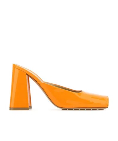 Bottega Veneta Tower Block-heel Mules In Orange