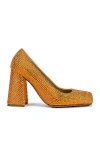 Bottega Veneta Women's Leather And Rhinestones Tower Pumps In Tangerine