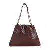 Bottega Veneta Intrecciato Drawstring Shoulder Bag In Maroon