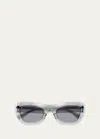 Bottega Veneta Transparent Acetate Rectangle Sunglasses In Gray