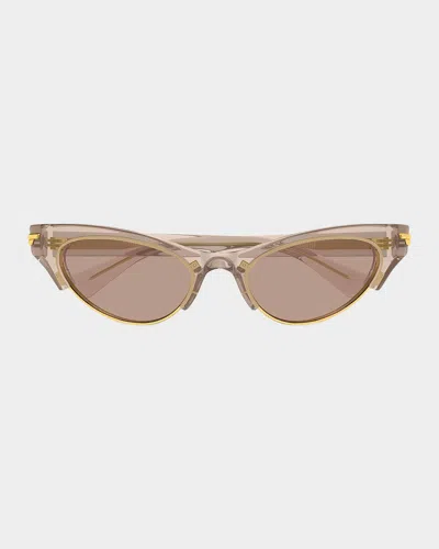 Bottega Veneta Transparent Cat Eye Sunglasses In Brown