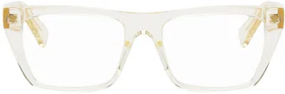 Bottega Veneta Transparent Square Glasses In Yellow-yellow-transp