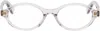 Bottega Veneta Transparent Triangle Stud Logo Round Glasses