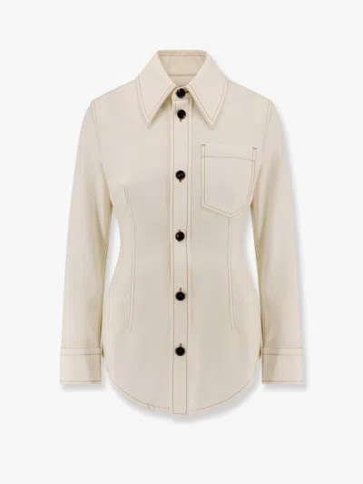 Bottega Veneta Traverl Light Wool Shirt With Maxi Pointed Collar