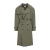 Bottega Veneta Green Wool Double-breasted Trench Coat