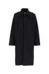Bottega Veneta Nylon Blend Trench Coat With Buttoned Cuffs In Blue
