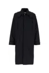 Bottega Veneta Nylon Blend Trench Coat With Buttoned Cuffs In Blue