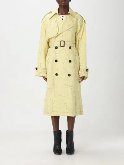 Bottega Veneta Double-breasted Belted Trench Coat In Yellow