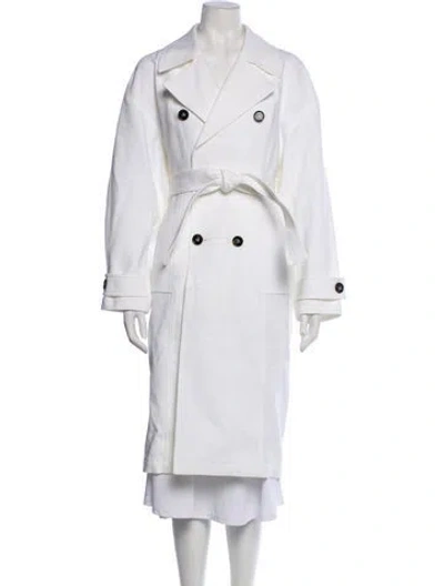 Pre-owned Bottega Veneta Trench Coat In White