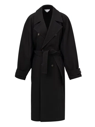Bottega Veneta Trench Double Cotton Canvas In Black  In Nero