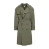 Bottega Veneta Green Wool Double-breasted Trench Coat In Green