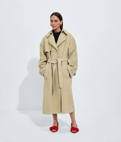 Bottega Veneta Trenchcoat Aus Mini Intrecciato Wildleder-beige