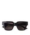 Bottega Veneta Logo-plaque Square-frame Sunglasses In Black/grey