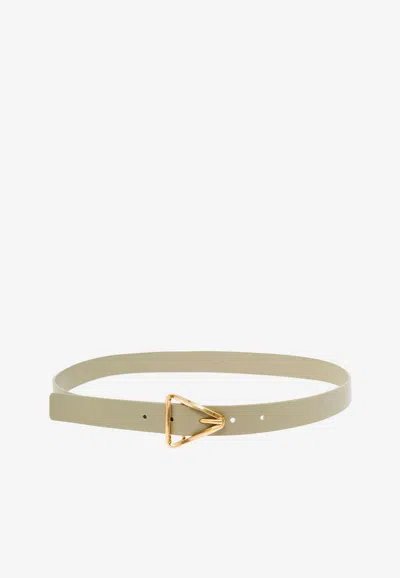 Bottega Veneta Triangle Buckle Belt In Calf Leather In Travertine