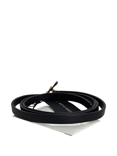 Pre-owned Bottega Veneta Triangle-buckle Leather Belt In Black