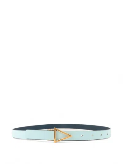 Pre-owned Bottega Veneta Triangle Buckle Leather Belt In Blue