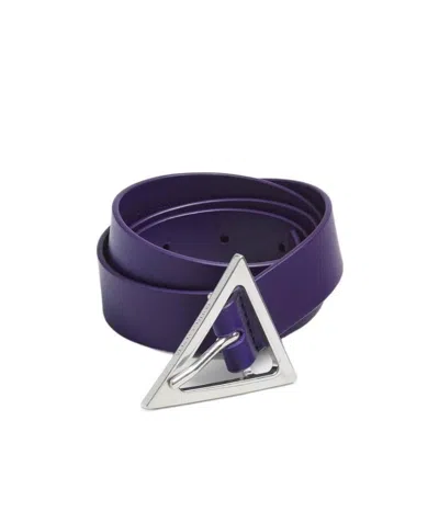 Bottega Veneta Triangle-buckle Leather Belt In Purple