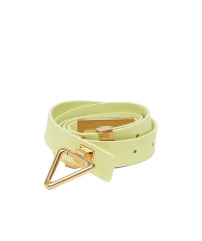 Bottega Veneta Triangle-buckle Leather Belt In Yellow