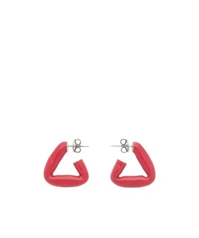 Bottega Veneta Triangle Hoop Earrings In Red