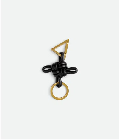 Bottega Veneta Triangle Key Holder Double Ring In Black
