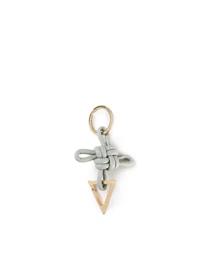 Bottega Veneta Triangle Key Ring In Nappa Leather In New Sauge