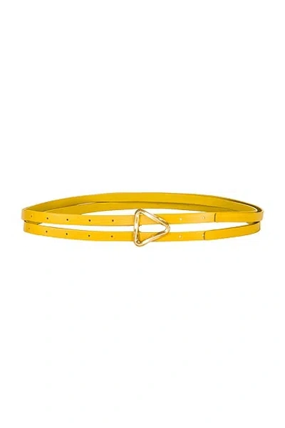 Bottega Veneta Triangle Leather Belt In Pollen & Gold