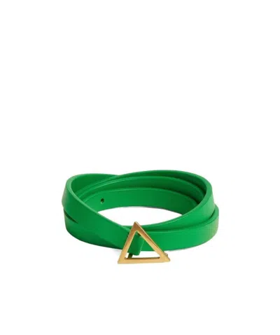 Bottega Veneta Triangle-shape Buckle-fastening Belt In Green