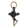 Bottega Veneta Triangle Key Holder Double Ring In Black