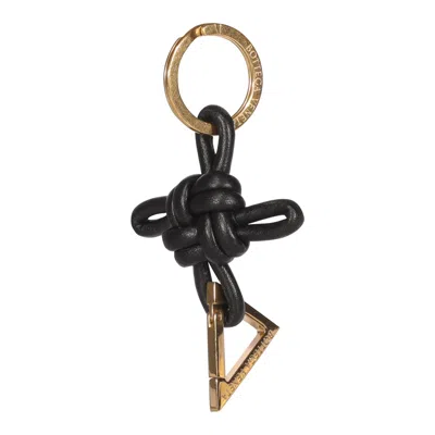Bottega Veneta Triangle Key Holder Double Ring In Black