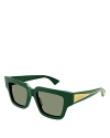 Bottega Veneta Women's Nude Triangle 52mm Rectangular Sunglasses In Green/green Solid